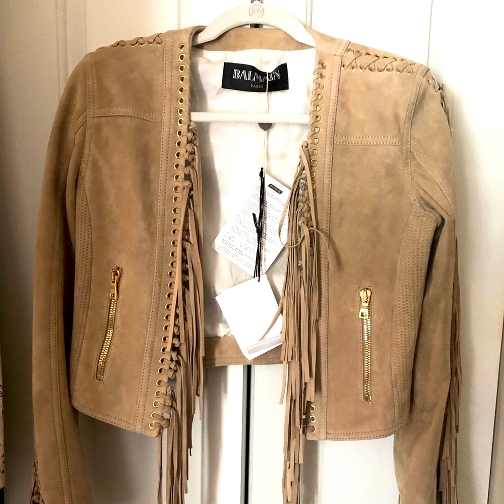 Authentic Balmain Suede Fringe Jacket